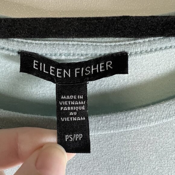 EILEEN FISHER Blouse Women's PS Blue Round Neck Stretch Long Sleeve Top Designer - Picture 4 of 7